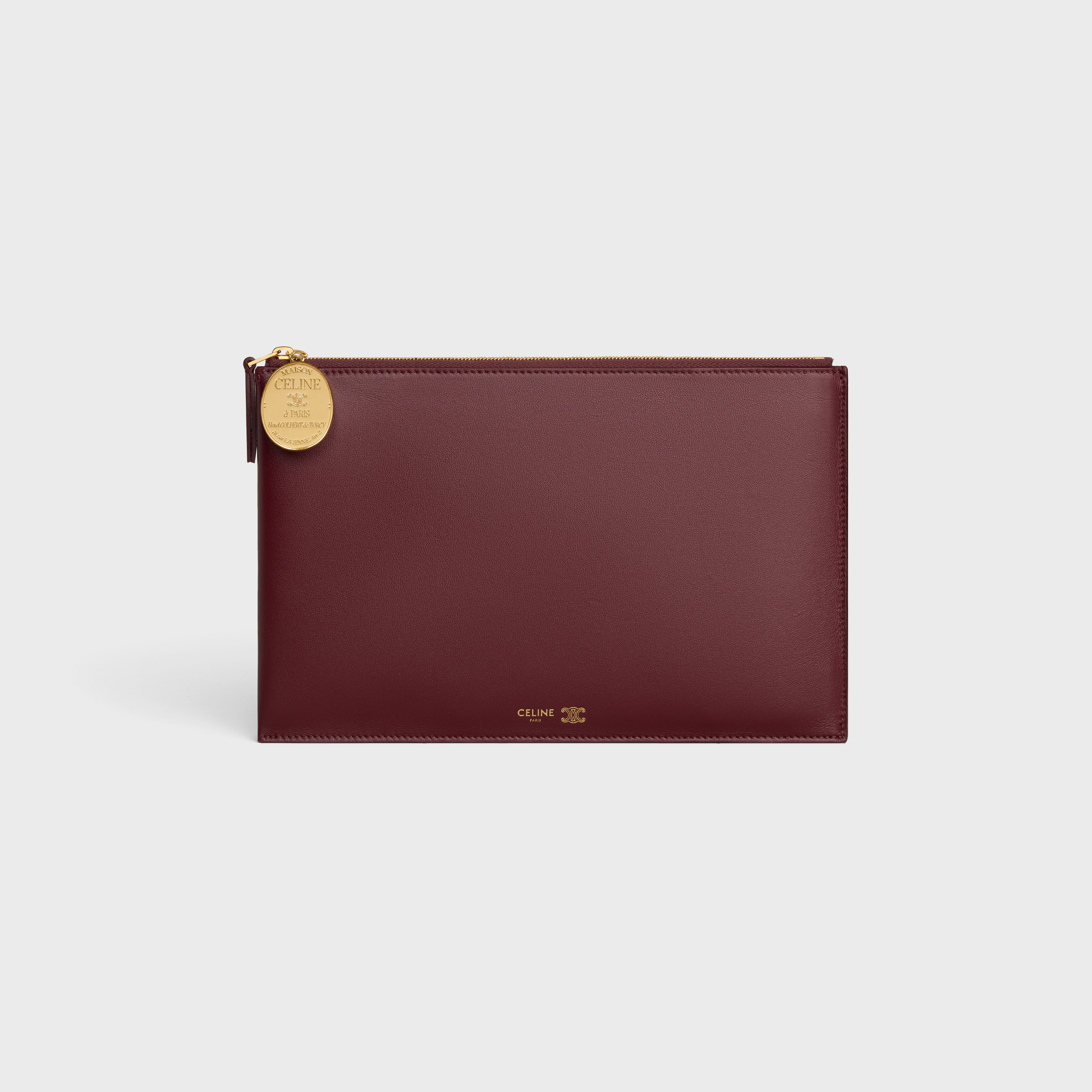 DUO POUCH IN LAMBSKIN - SYRAH / BLACK | CELINE